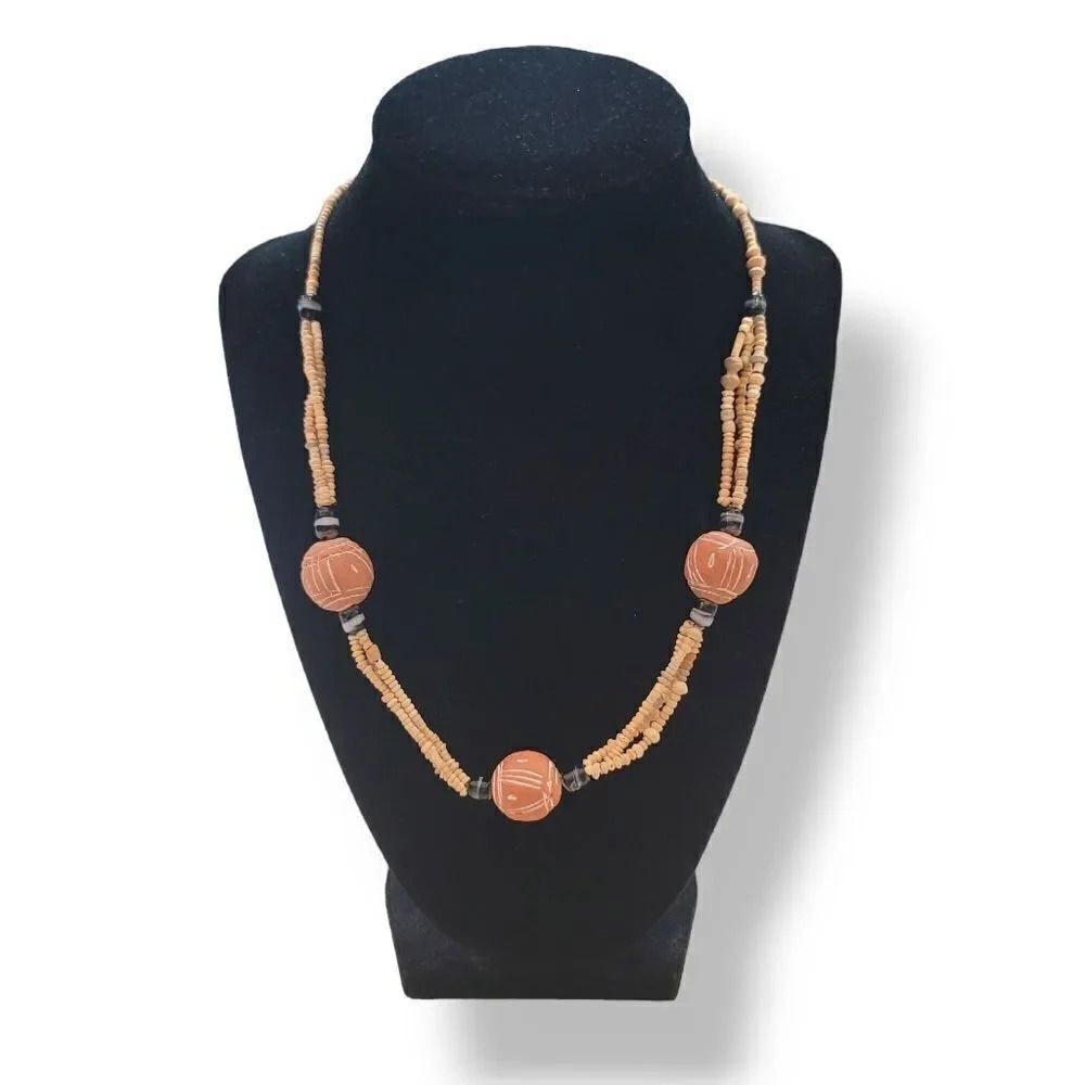 Vintage Terracotta Clay Beaded Necklace
